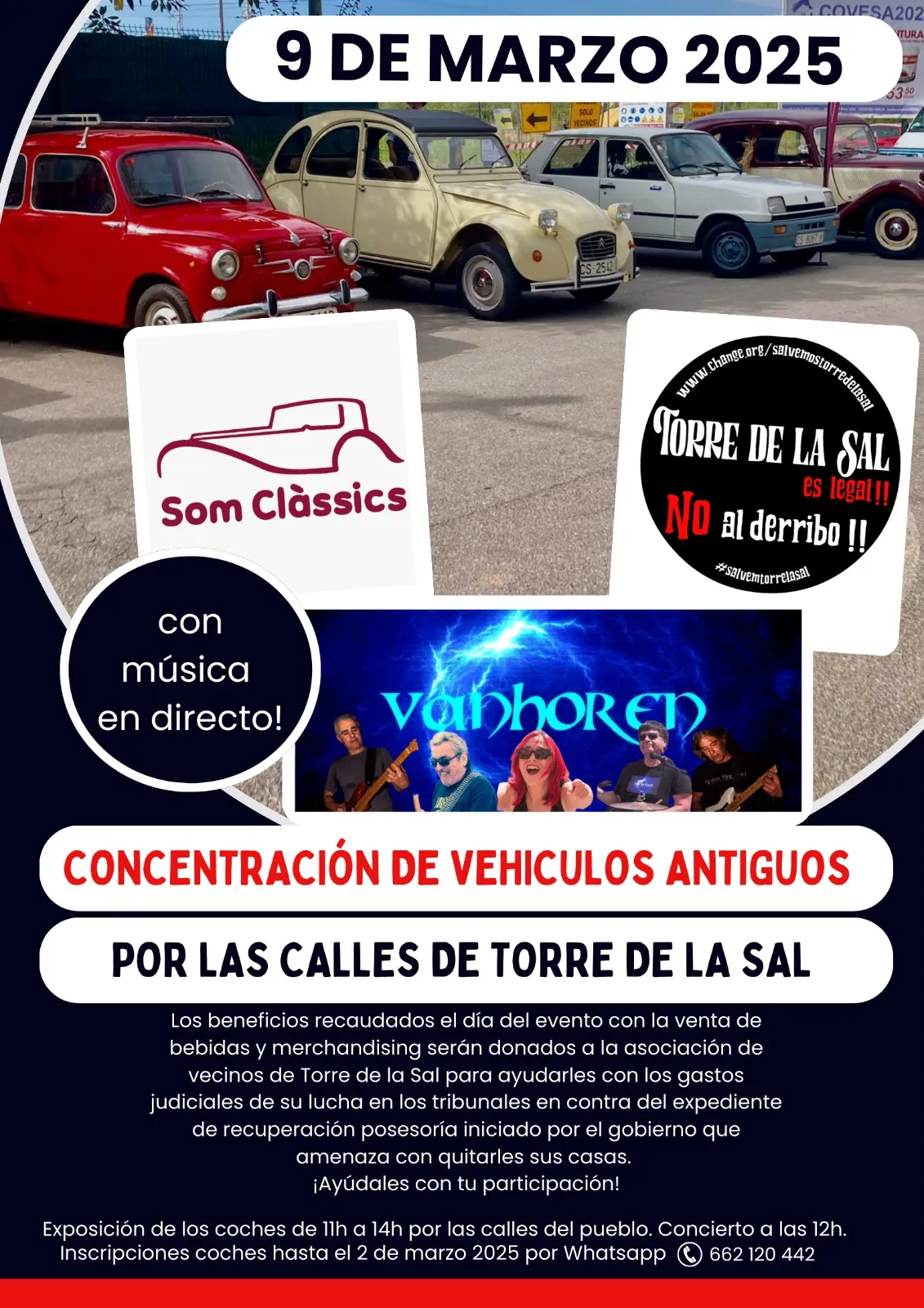 Poster of the classic car rally of 9 March 2025 in Torre la Sal