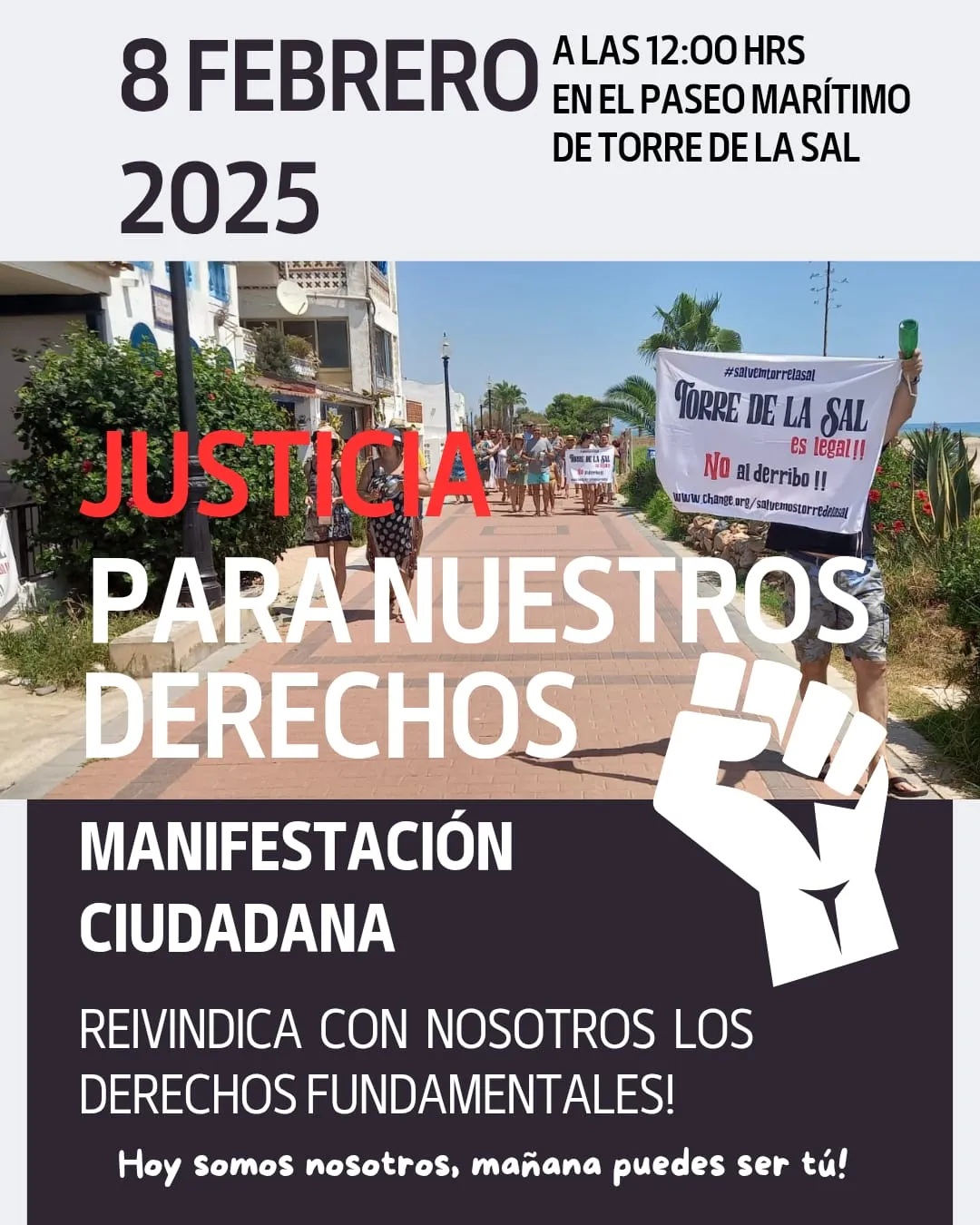 Demonstration am 8. Februar 2025 in Torre la Sal gegen das Küstengesetz